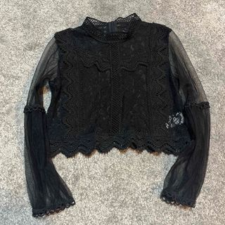 セシルマクビー(CECIL McBEE)のセシルマクビー　シアートップス　レース　上品(カットソー(長袖/七分))