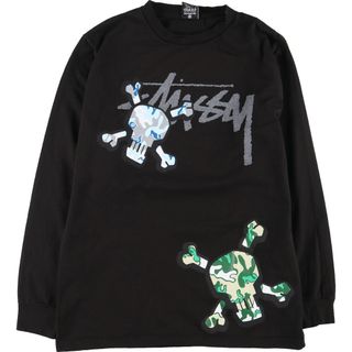 ステューシー(STUSSY)の古着 00年代 ステューシー STUSSY ドクロ柄 スカル柄 ロングTシャツ ロンT メンズM /eaa440014(Tシャツ/カットソー(半袖/袖なし))