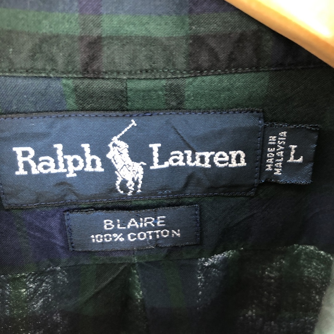 Ralph Lauren(ラルフローレン)の古着 ラルフローレン Ralph Lauren ブラックウォッチチェック 長袖 ボタンダウンチェックシャツ メンズL /eaa442903 メンズのトップス(シャツ)の商品写真