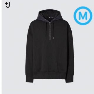 ユニクロ(UNIQLO)のユニクロ　＋j ドライスウェットハーフジップパーカ　M ブラック　未使用(パーカー)