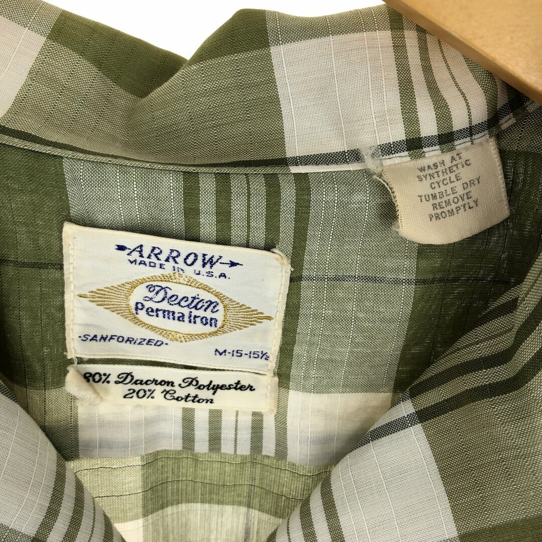 ARROW(アロー)の古着 60年代 アロー Arrow チェック柄 半袖 オープンカラー シャツ USA製 メンズM ヴィンテージ /eaa443003 メンズのトップス(シャツ)の商品写真