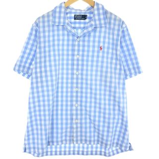 ラルフローレン(Ralph Lauren)の古着 ラルフローレン Ralph Lauren POLO by Ralph Lauren チェック柄 半袖 オープンカラー コットンシャツ メンズXL /eaa443004(シャツ)