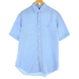 ラルフローレン(Ralph Lauren)の古着 ラルフローレン Ralph Lauren Ralph Lauren CLASSIC FIT ボタンダウン ストライプ柄 半袖 リネンシャツ メンズL /eaa443005(シャツ)