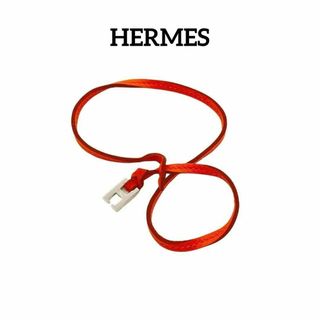 エルメス(Hermes)のエルメス レザー ティレット H ブレスレット　オレンジ　シルバー　レディース(ブレスレット/バングル)