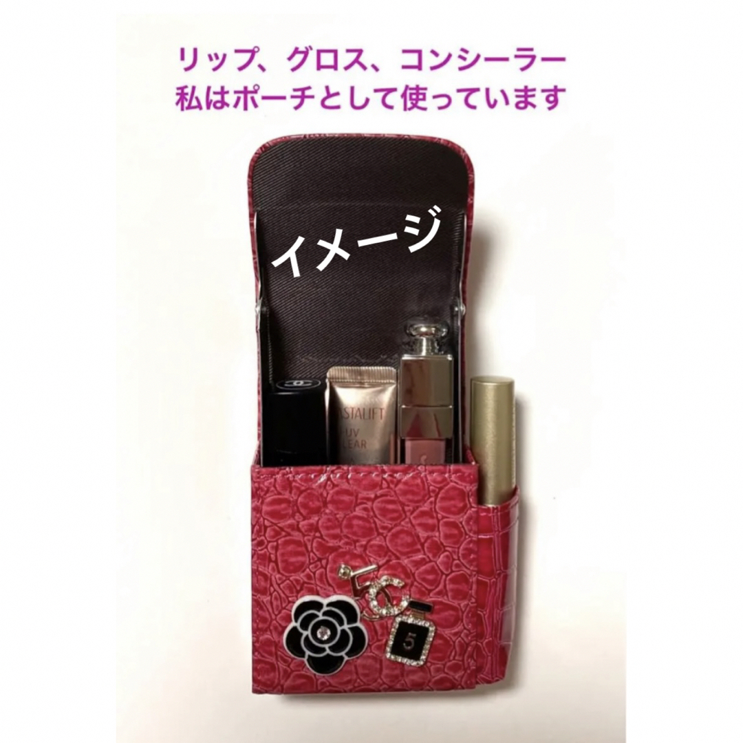 デコタバコケース　赤　カメリア、LOVE クロコ調　スライドタイプ　新品 レディースのファッション小物(ポーチ)の商品写真