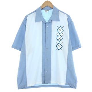 古着 LUCKY PARADISE CLOTHING オープンカラー 半袖 ツートンシャツ USA製 メンズXL /eaa444584(シャツ)