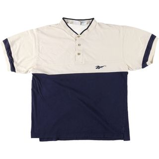 リーボック(Reebok)の古着 90年代 リーボック Reebok ヘンリーネック ツートンカラー スポーツTシャツ メンズL ヴィンテージ /eaa446496(Tシャツ/カットソー(半袖/袖なし))