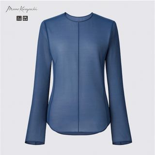 ユニクロ(UNIQLO)のUNIQLO mame シアークルーネックT 青(シャツ/ブラウス(長袖/七分))