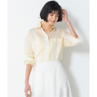 ニジュウサンク(23区)の23区★美品★ 【洗える】シルクコットンストライプチュニックシャツ(シャツ/ブラウス(長袖/七分))