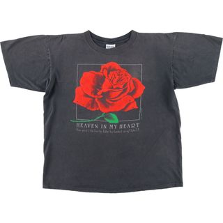 古着 90年代 ギルダン GILDAN HEAVEN IN MY HEART 花柄 アートTシャツ カナダ製 メンズL ヴィンテージ /eaa446862(Tシャツ/カットソー(半袖/袖なし))