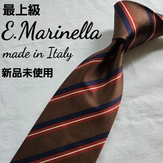 新品 未使用 E.Marinella　ブラウン　ストライプ　素敵なネクタイ