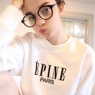 ÉPINE PARIS embroidery sweat white×black