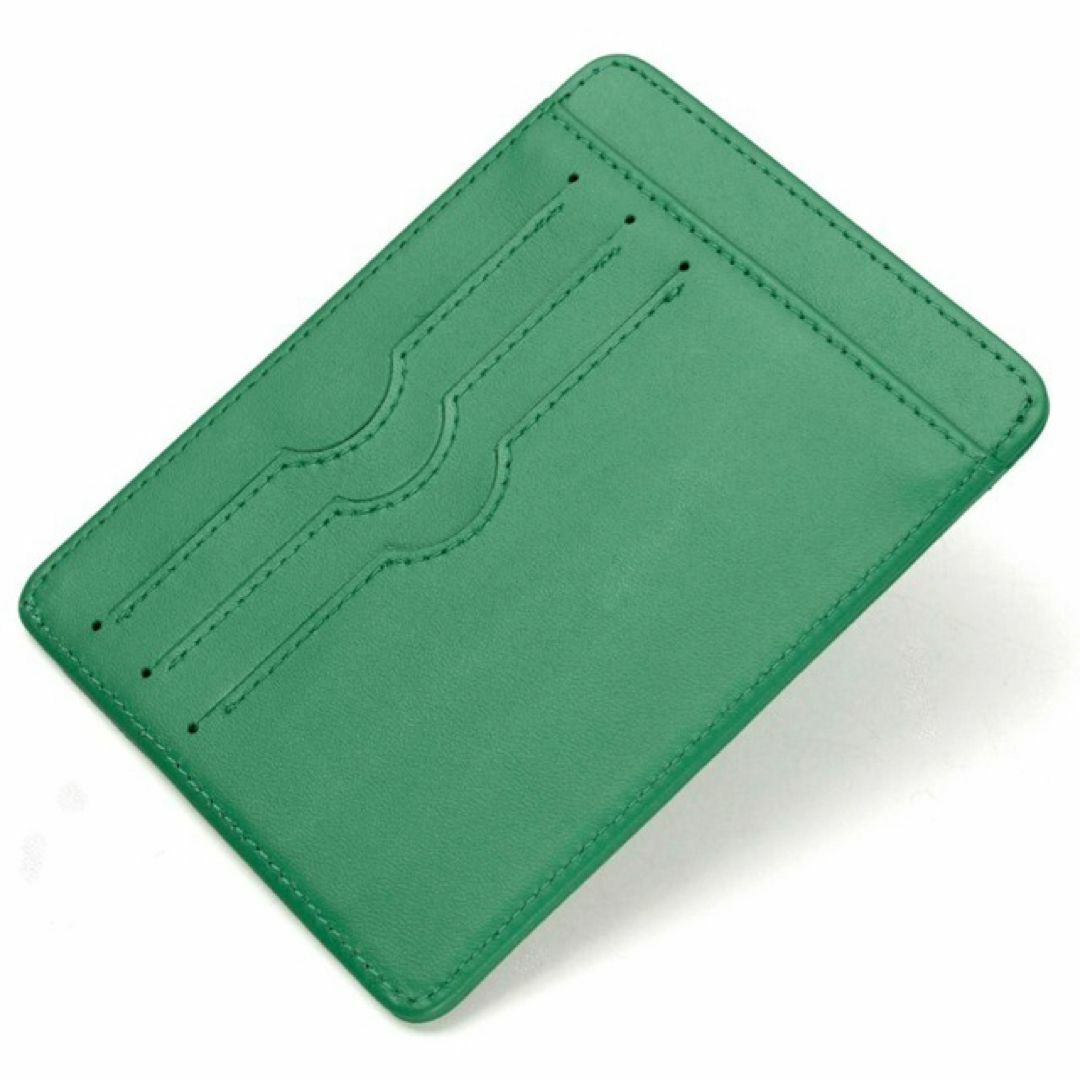 本革 訳アリ 緑 カードケース 取出し楽々 スリム カード入れ プレゼント メンズのファッション小物(折り財布)の商品写真