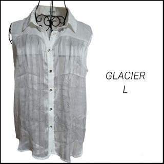 GLACIER - ☆GLACIER☆ノースリーブ☆ブラウス☆ノースリーブシャツ☆ストライプ☆L☆