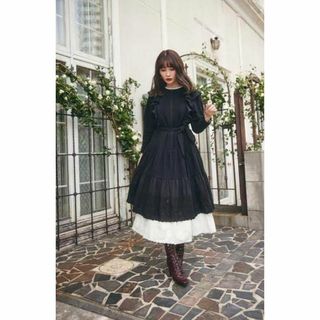 ハーリップトゥ(Her lip to)のHer lip to Two-Tone Ruffled Lace Dress M(ロングワンピース/マキシワンピース)