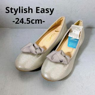 未使用品 Stylish Easy プレーンパンプス シルバー　24.5(ハイヒール/パンプス)