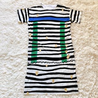 ツモリチサトスリープ(TSUMORI CHISATO SLEEP)のtsumori chisato SLEEP ロングTシャツ ボーダー 足跡 金(ルームウェア)