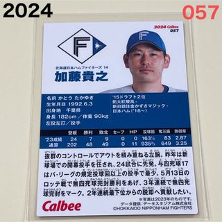 ホッカイドウニホンハムファイターズ(北海道日本ハムファイターズ)の【2024プロ野球チップス】加藤　貴之　北海道日本ハムファイターズ　②(スポーツ選手)