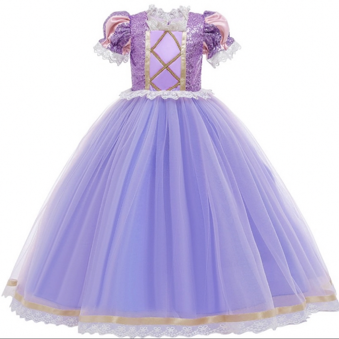 こども ドレス プリンセス パープル ラプンツェル 発表会 110  キッズ/ベビー/マタニティのキッズ服女の子用(90cm~)(ワンピース)の商品写真