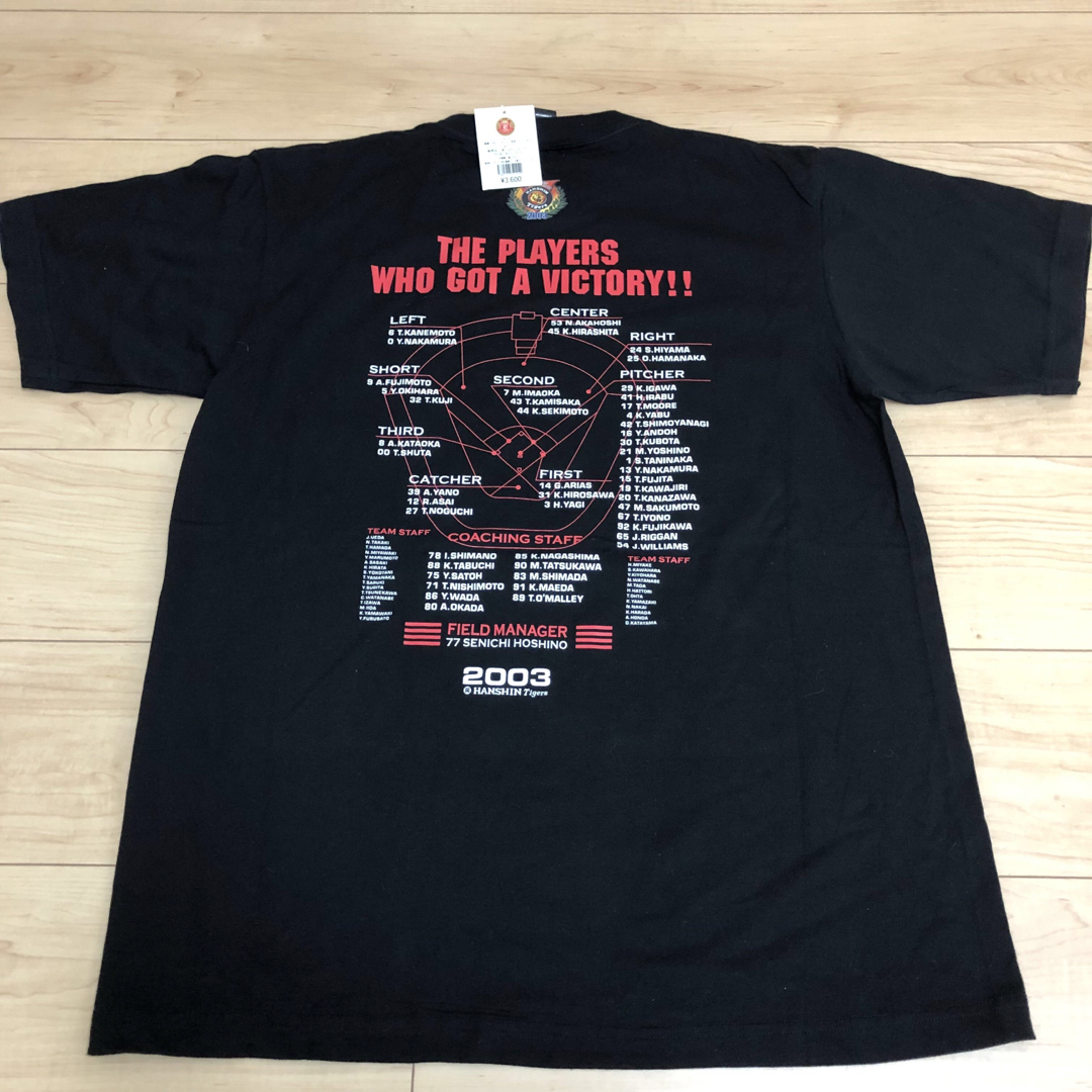 阪神タイガース　2003年　優勝記念　Tシャツ　【未使用品】タグ付き　ビールかけ メンズのトップス(Tシャツ/カットソー(半袖/袖なし))の商品写真