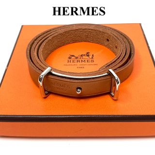 エルメス(Hermes)のエルメス　HERMES  チョーカー　レザー　アピ3  ブレス　シルバー　箱付き(ブレスレット/バングル)