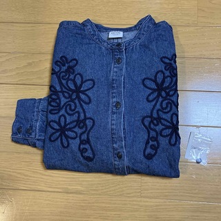 something   コードレーン刺繍　Wカフスデニムシャツ　フリー(シャツ/ブラウス(長袖/七分))