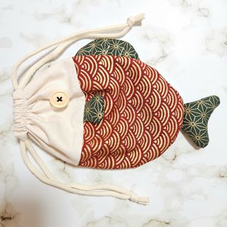 お魚巾着 巾着袋 さかな ハンドメイド No.257(バッグ)