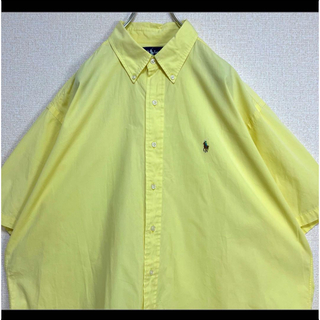 ラルフローレン(Ralph Lauren)のラルフローレン ボタンダウンシャツ 半袖 イエロー マルチポニー ゆるだぼ XL(シャツ)