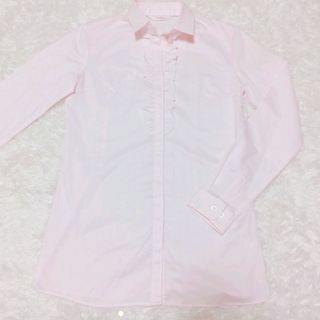 アオヤマ(青山)の洋服の青山 長袖 ブラウス Precious ピンク フリル 7号 Sサイズ(シャツ/ブラウス(長袖/七分))