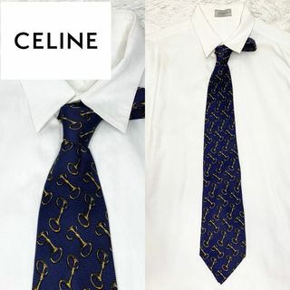 【美品】 CELINE ネクタイ ビット柄 ネイビー