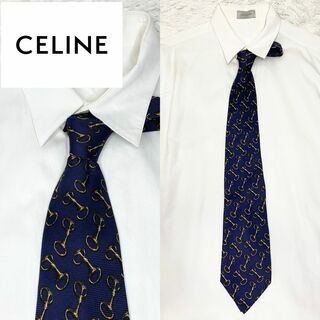 celine - 【美品】 CELINE ネクタイ ビット柄 ネイビー