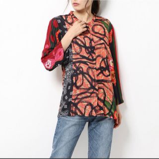 デシグアル(DESIGUAL)のDesigual デシグアル　マオカラーシャツ　エスニックブラウス(シャツ/ブラウス(長袖/七分))