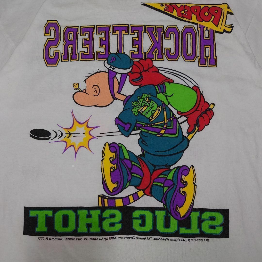 USA90s POPEYE 両面ビッグプリント Tシャツ ポパイ 古着 ホッケー メンズのトップス(Tシャツ/カットソー(半袖/袖なし))の商品写真