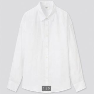 ユニクロ(UNIQLO)の【新品】UNIQLO   プレミアムリネンシャツ  長袖　ホワイト　L(シャツ/ブラウス(長袖/七分))