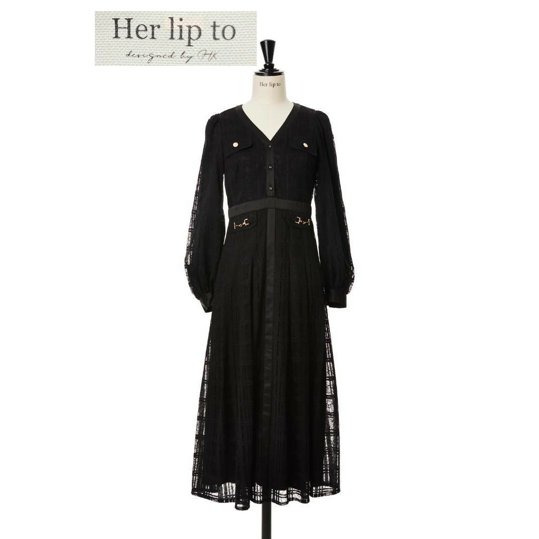 Her lip to(ハーリップトゥ)の★極美品★ Nottingham Lace Long Dress BLACK レディースのワンピース(ロングワンピース/マキシワンピース)の商品写真