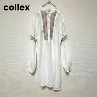 コレックス(collex)のxx180 collex/コレックス/長袖ワンピース/シアー/春夏/柄、白地(ひざ丈ワンピース)