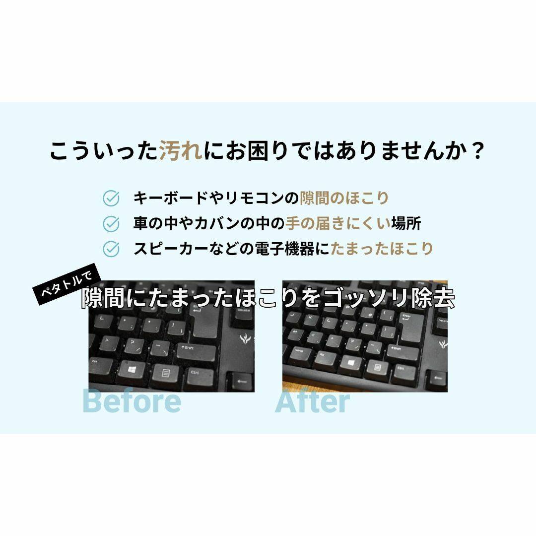 【色: グリーン】ペタトル 隙間のゴミをキレイに除去 スライムクリーナー キーボ インテリア/住まい/日用品のオフィス用品(OA機器)の商品写真