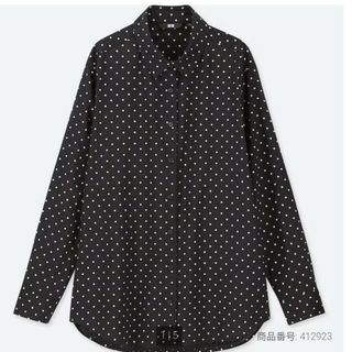 ユニクロ(UNIQLO)のレーヨンエアリープリントブラウス（ドット・長袖）(シャツ/ブラウス(長袖/七分))