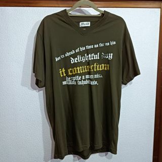 Vネック　Tシャツ　フロントプリント　サイズ：L【6.30】(Tシャツ/カットソー(半袖/袖なし))