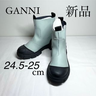 GANNI ガニー　ラバーアンクルブーツ　ライトブルー　24.5-25cm(ブーツ)