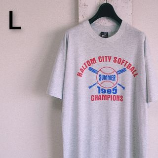 ヴィンテージ(VINTAGE)の90s USA製　フルーツオブザルーム　Tシャツ グレー　ソフトボール　L(Tシャツ/カットソー(半袖/袖なし))