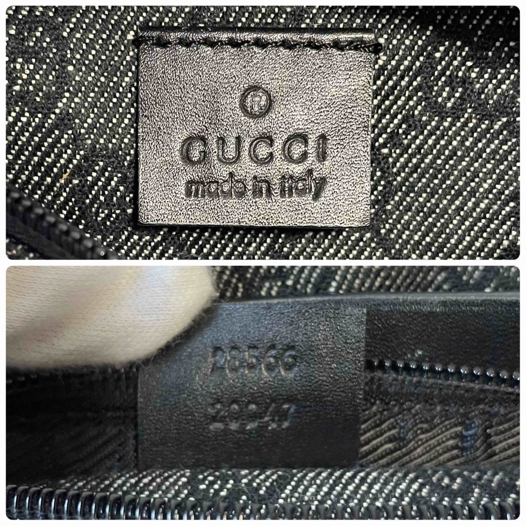 Gucci(グッチ)の【極美品】グッチ  ウエストポーチ　ボディバッグ　GGキャンバス×レザー　黒 メンズのバッグ(ウエストポーチ)の商品写真