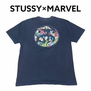 ステューシー(STUSSY)のSTUSSY×MARVEL　キャラクター集合　ビッグプリント　Tシャツ　古着(Tシャツ/カットソー(半袖/袖なし))