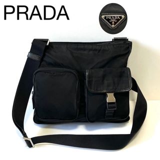 PRADA - PRADA プラダ　ショルダーバッグ　三角ロゴ　ナイロン×サフィアーノレザー　黒