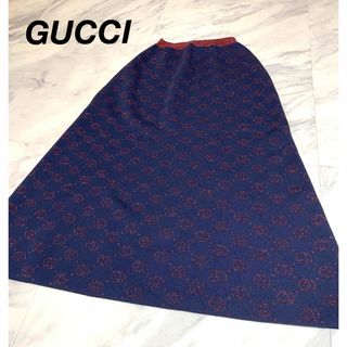 グッチ(Gucci)のGUCCI gucci グッチ スカート GG ウール ネイビー(その他)