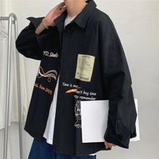 【大特価★】　シャツ　メンズ　黒　ゆったり　ストリート　オーバーサイズ　２ＸＬ　(シャツ)