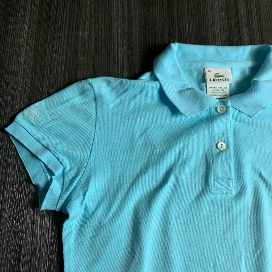 LACOSTE(ラコステ)の定番◎ LACOSTE ラコステ レディース 40 ポロシャツ 水色 レディースのトップス(ポロシャツ)の商品写真
