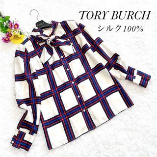 トリーバーチ(Tory Burch)の美品⭐️TORY BURCH トリーバーチ シルク ボウタイ ブラウス Mリボン(シャツ/ブラウス(長袖/七分))