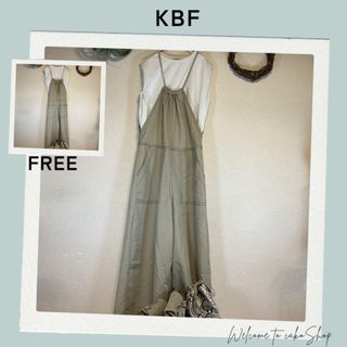 美品》ケービーエフ　KBF　ベージュ　カラーステッチサロペット　オーバーオール