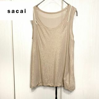 サカイ(sacai)の【美品】sacai コットン/シルク ノースリーブ タンク(タンクトップ)